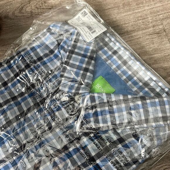 Boss Green C-Bustai Regular-Fit Check Long Sleeve Shirt-NAVY-Medium - Picture 2 of 4